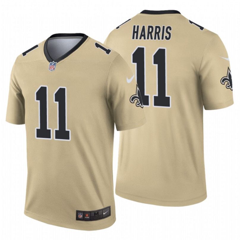 Men New Orleans Saints #11 Deonte Harris Nike Gold Inverted Legend NFL Jersey